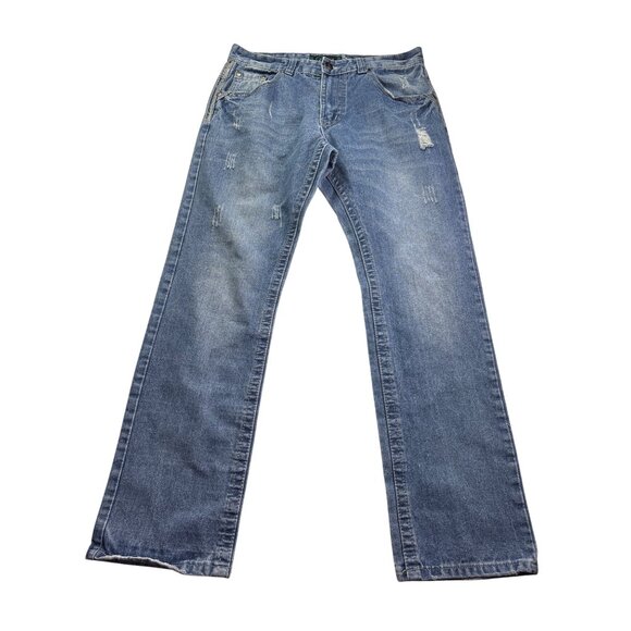 Fiend Denim Co. Distressed Mens Jeans Size 34 x 32 Straight Leg - Picture 1 of 9